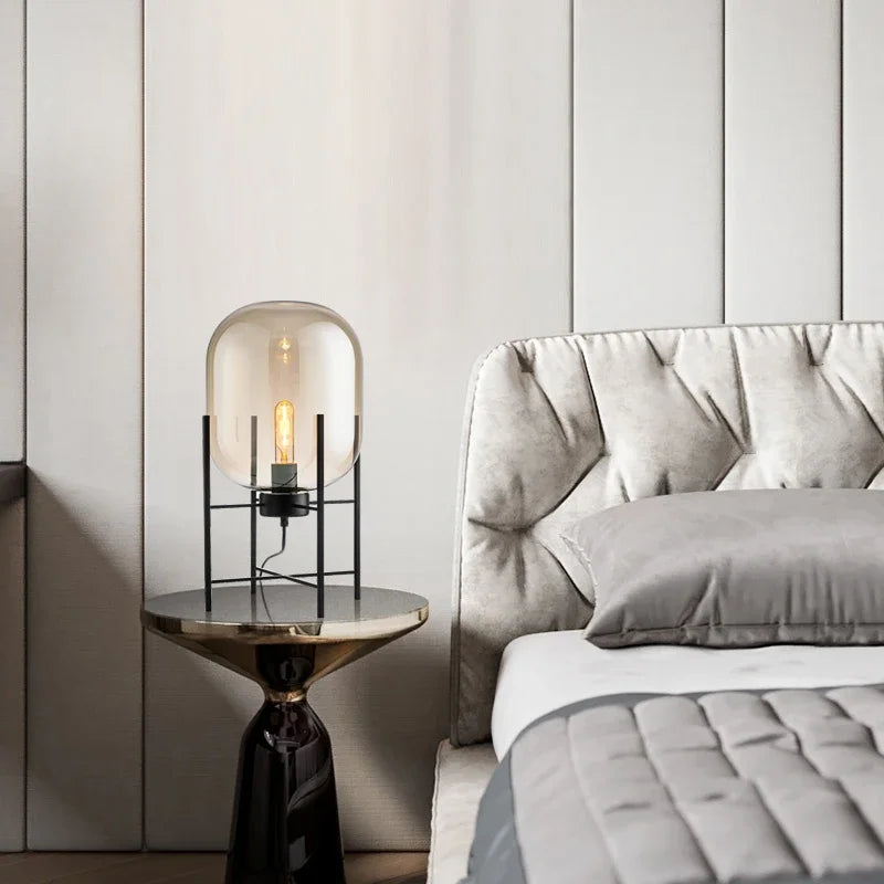 Astrid Plug-In Smoked Glass Table Lamp - product view 2