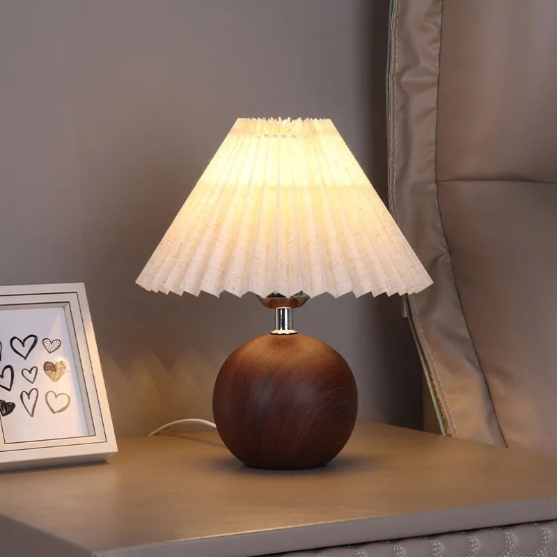 Eira Plug-In Wood Pleated Table Lamp - product view 4