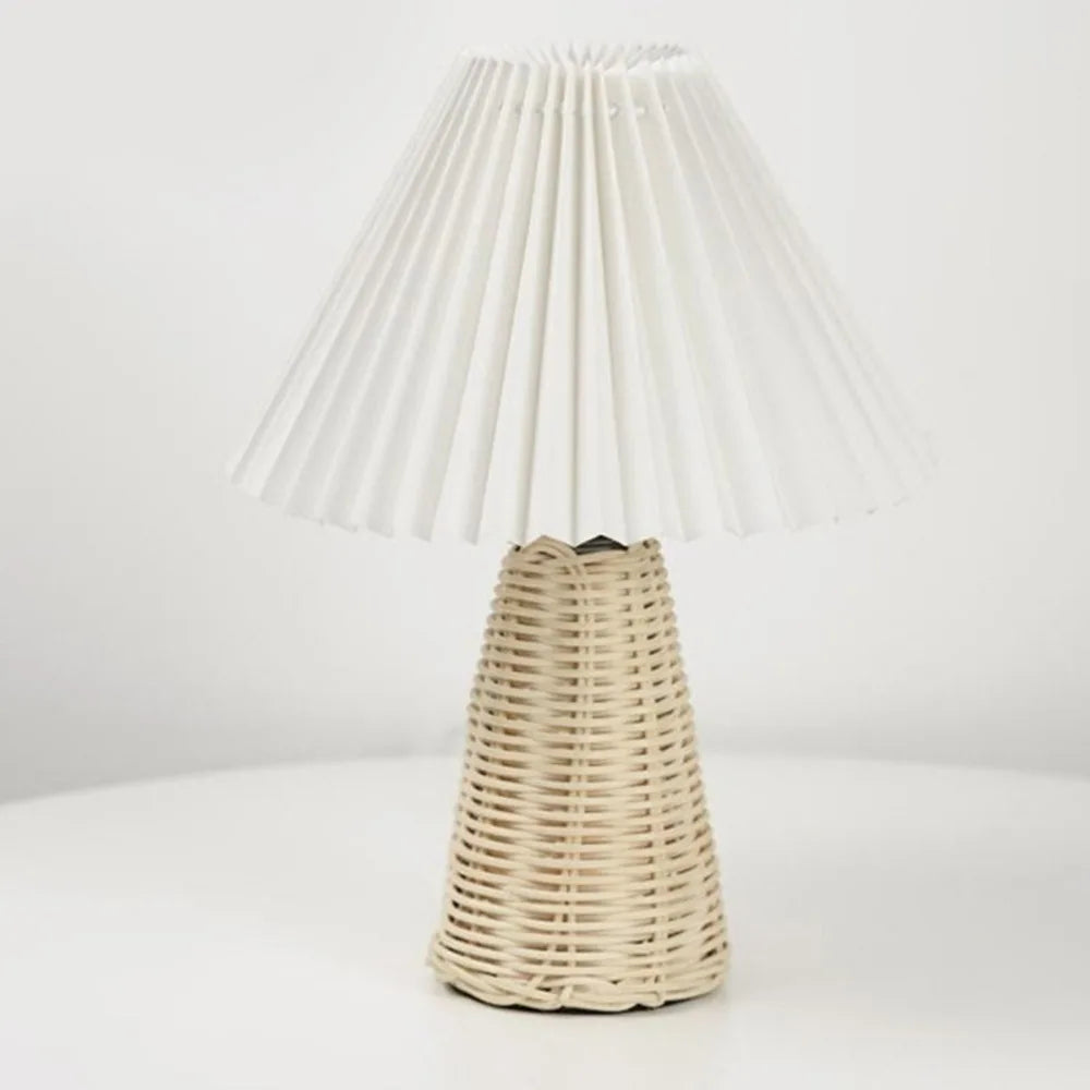 Senna USB-Powered Rattan Pleated Table Lamp - product view 5
