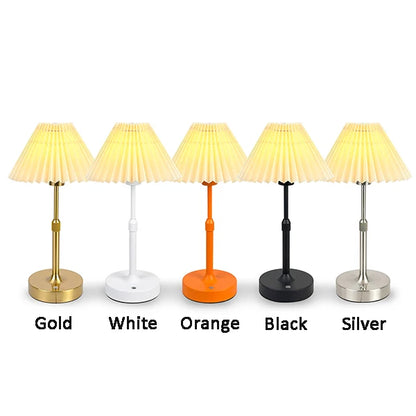 Linden cordless lamp with pleated shades in five base colors