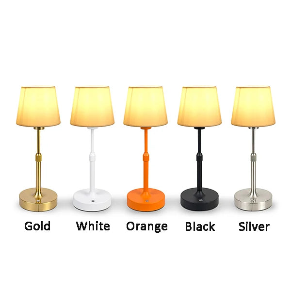 Linden cordless lamp with tapered shades in five base colors