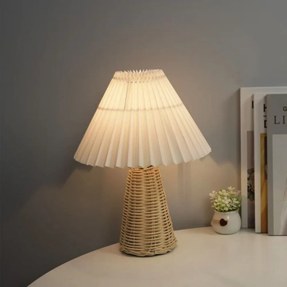 Senna USB-Powered Rattan Pleated Table Lamp - product view 9