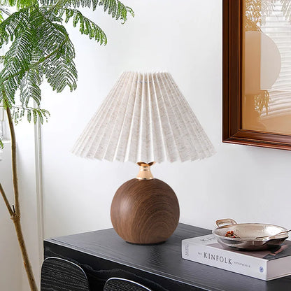 Eira Plug-In Wood Pleated Table Lamp - product view 5