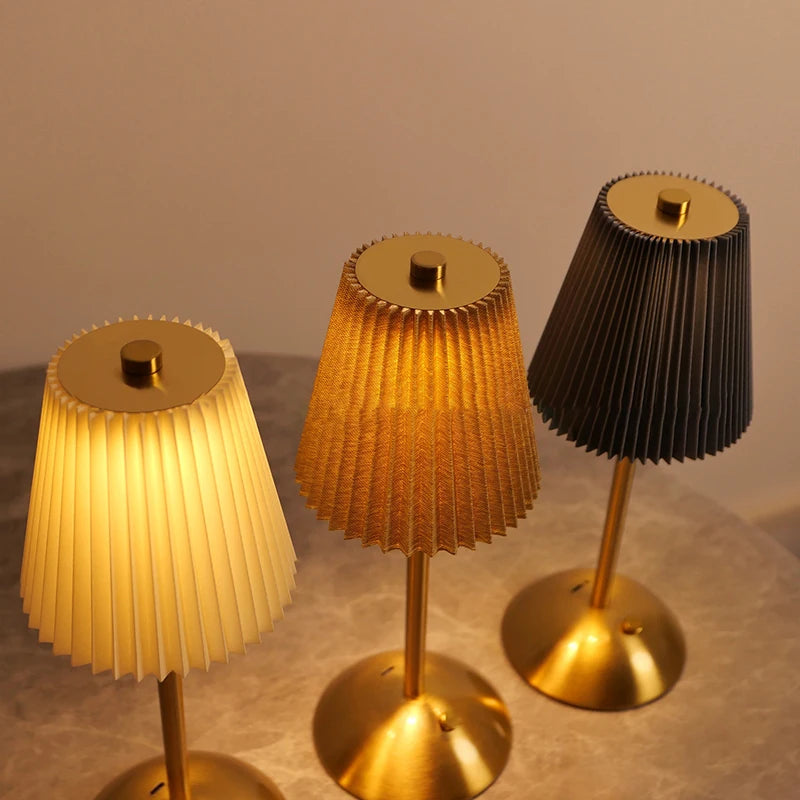 Rumi Pleated Cordless Rechargeable Table Lamp - product view 3