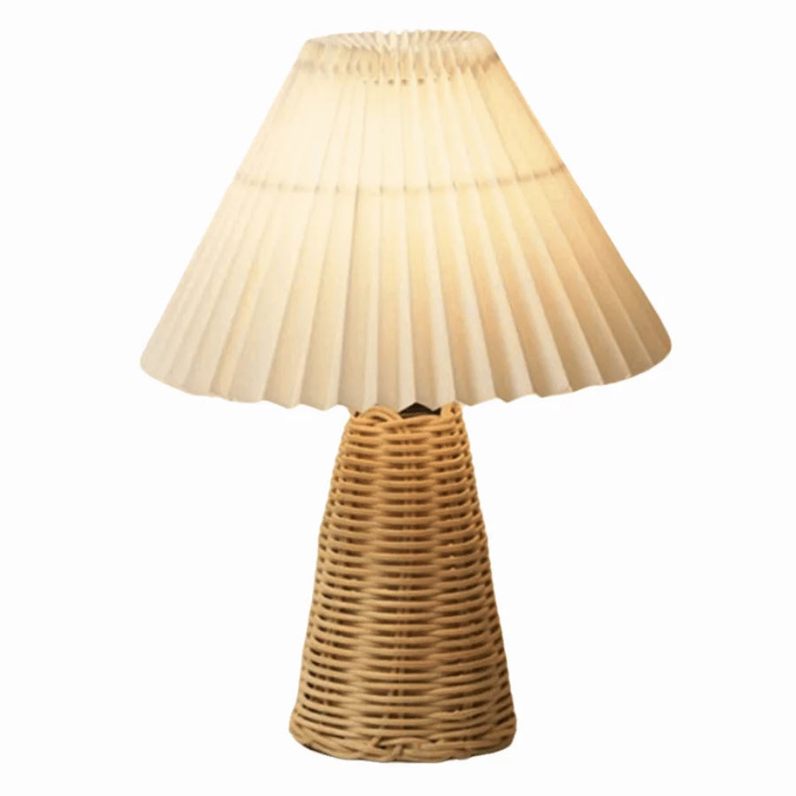 Senna USB-Powered Rattan Pleated Table Lamp - product view 1