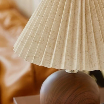 Eira Plug-In Wood Pleated Table Lamp - product view 2