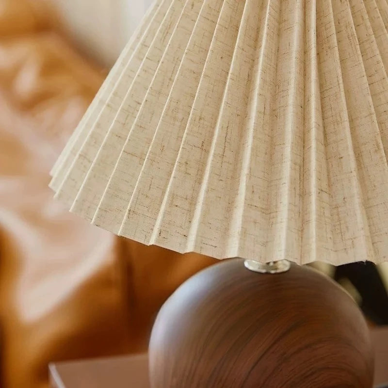 Eira Plug-In Wood Pleated Table Lamp - product view 2