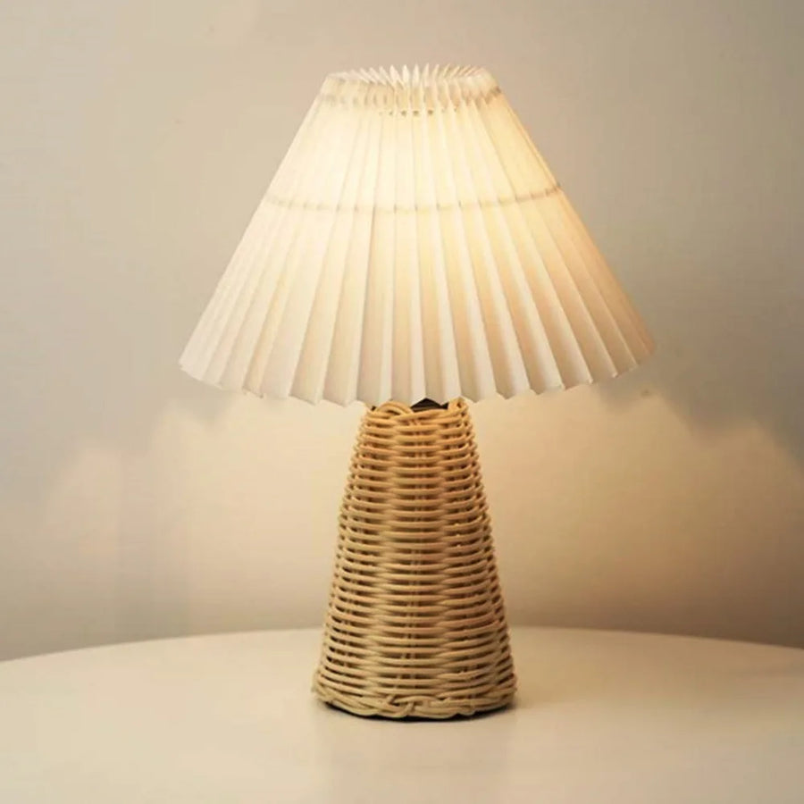 Senna USB-Powered Rattan Pleated Table Lamp - product view 6